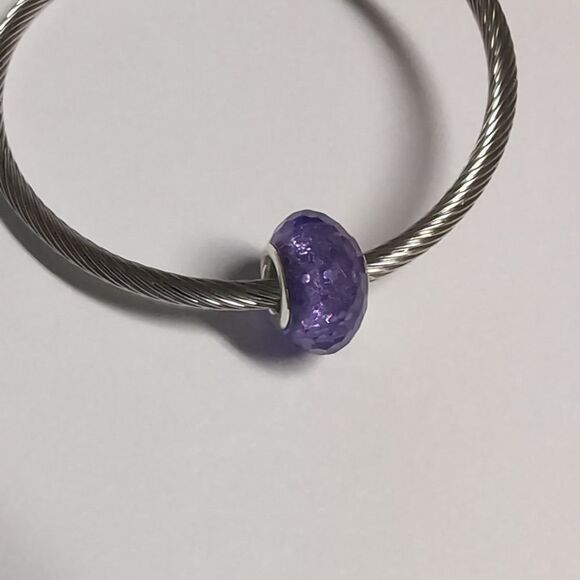 Purple Sparkly Charm for Pandora Style Bracelet - Picture 2 of 4